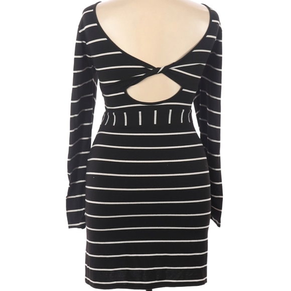 Charlotte Russe - Black and White Striped Dress with Cutout Back, Size XL - Picture 2 of 4